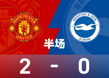 Premier League halftime: Cunha scored the first goal for the Red Devils, Manchester United temporarily 2-0 Brighton