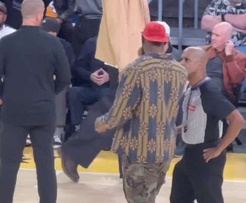 What was said? James went on the court to communicate with the referees during the break.
